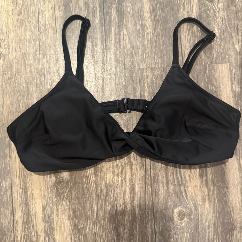 Aerie Black Bikini Top with Twist Detail